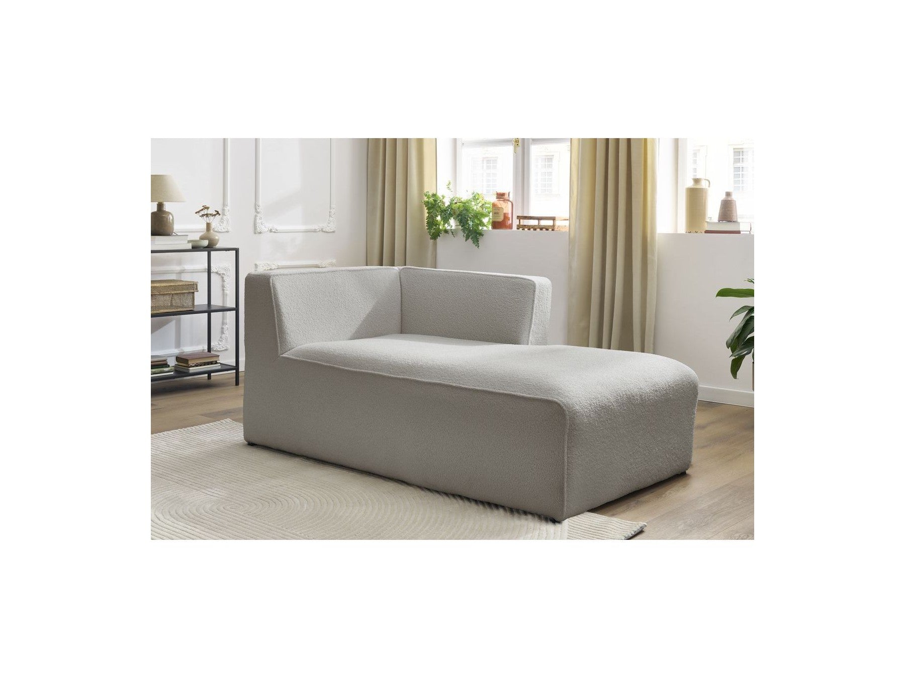 Méridienne Pour Canapé Modulable Megeve - Tissu Bouclette - Angle Droit