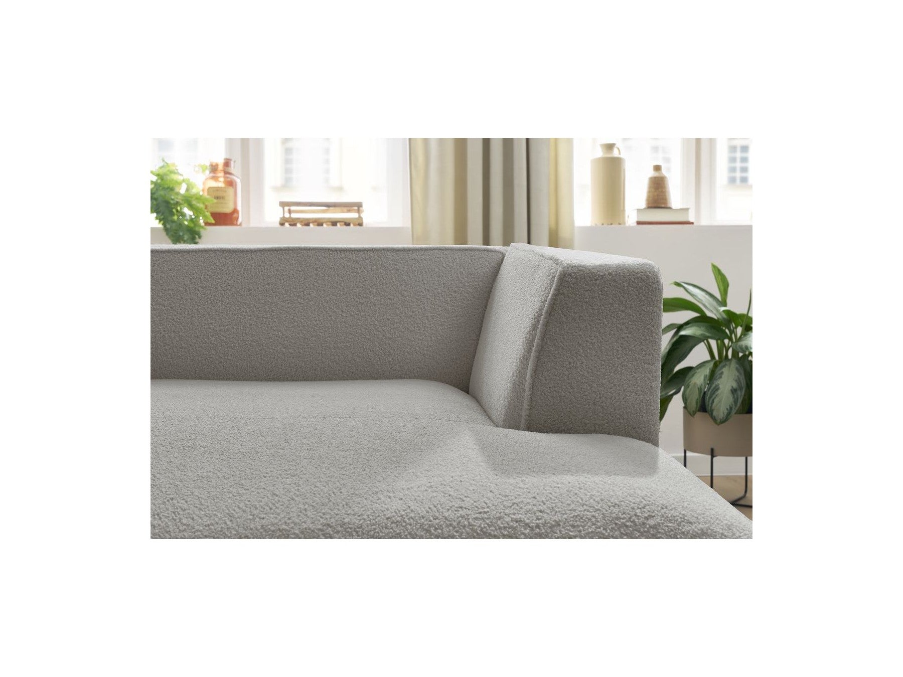 Méridienne Pour Canapé Modulable Megeve - Tissu Bouclette - Angle Droit