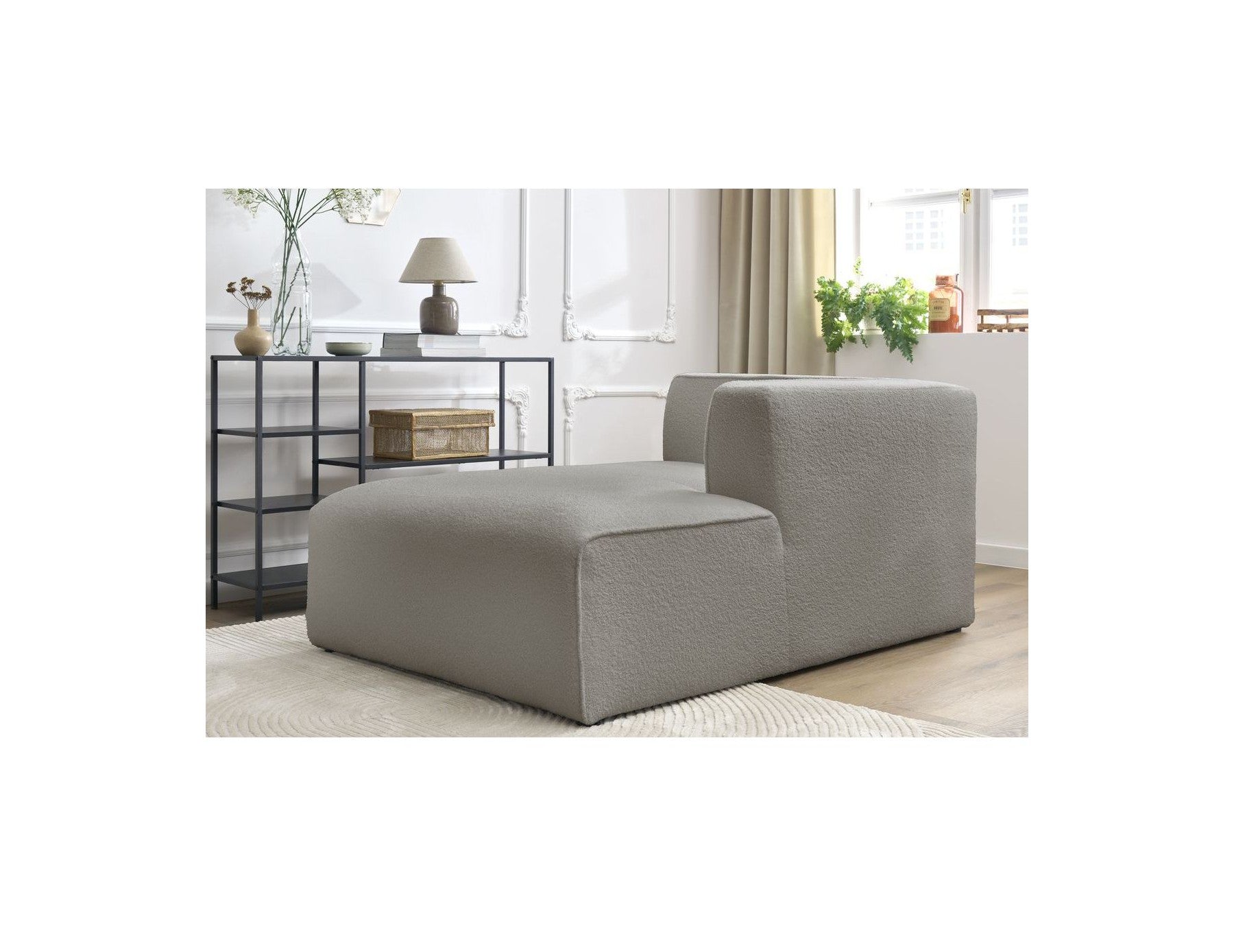Méridienne Pour Canapé Modulable Megeve - Tissu Bouclette - Angle Droit