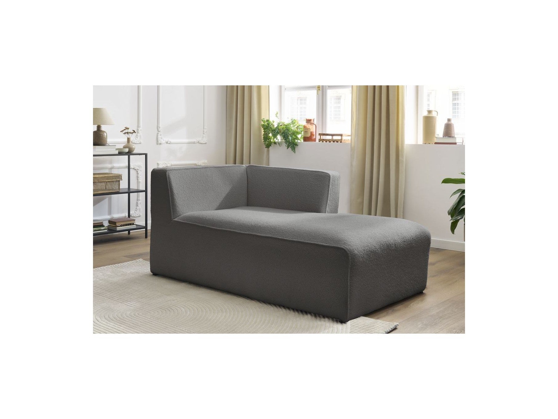 Méridienne Pour Canapé Modulable Megeve - Tissu Bouclette - Angle Droit