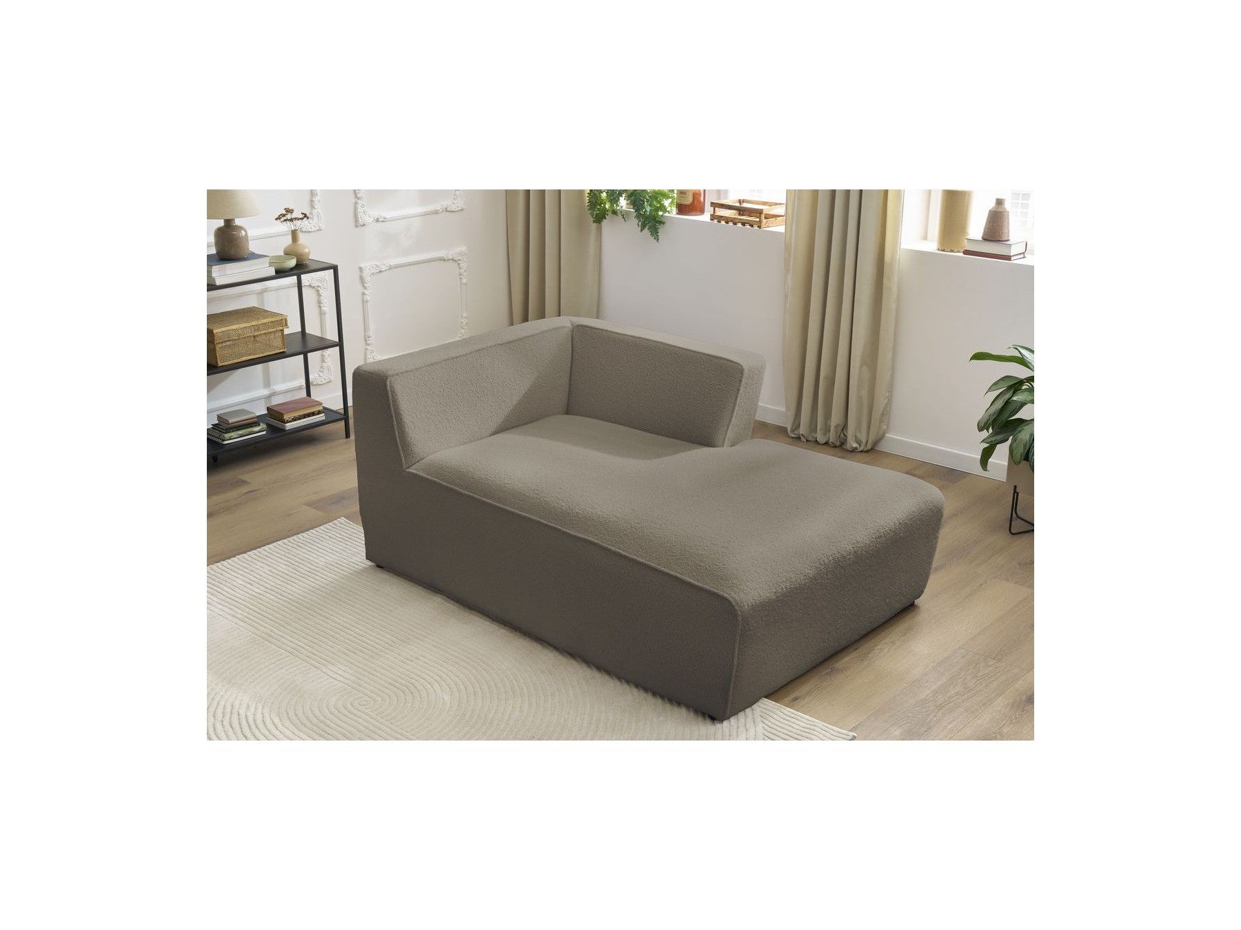 Méridienne Pour Canapé Modulable Megeve - Tissu Bouclette - Angle Droit