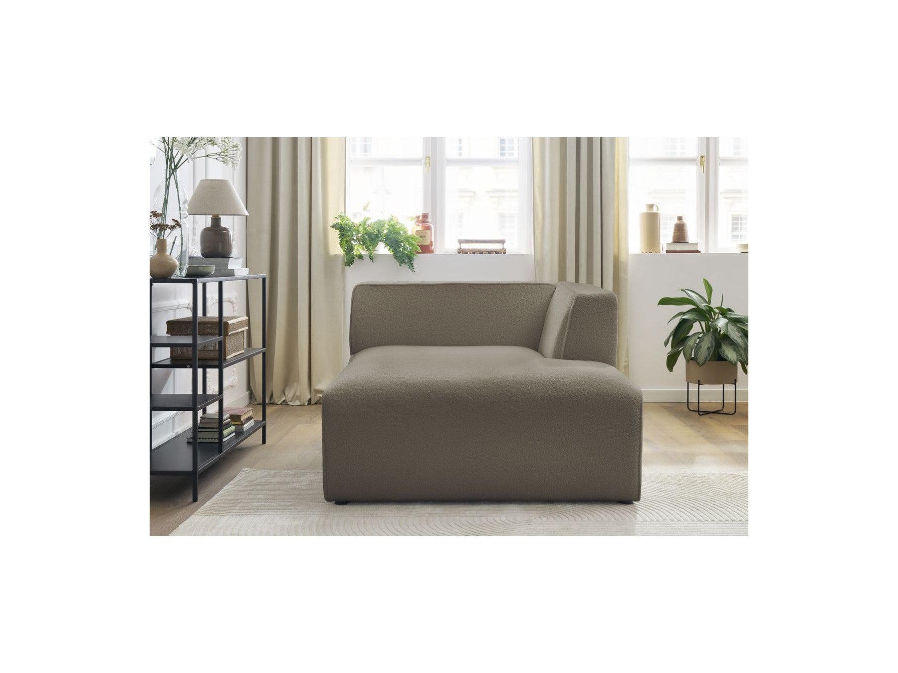 Méridienne Pour Canapé Modulable Megeve - Tissu Bouclette - Angle Droit