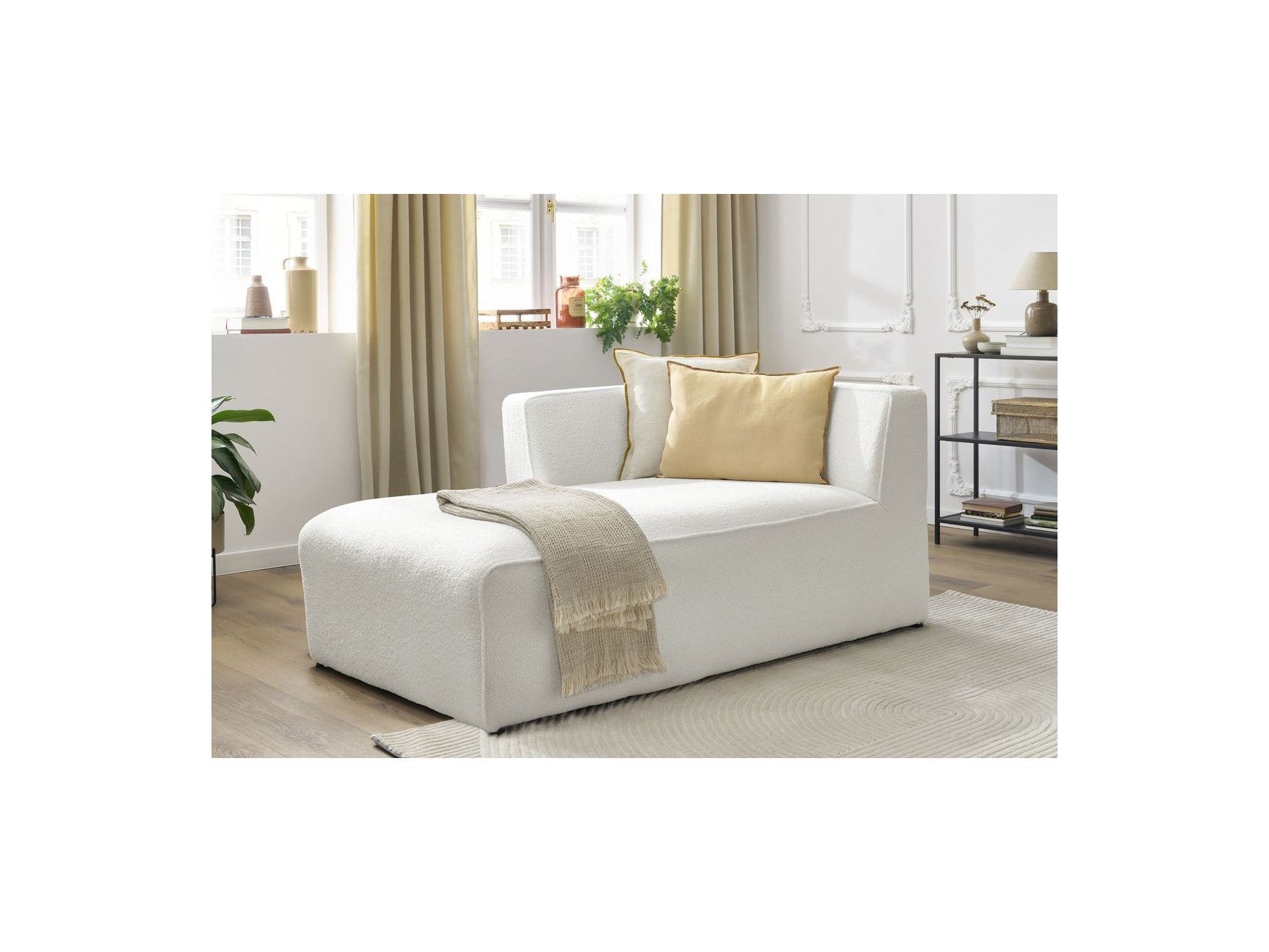 Méridienne Pour Canapé Modulable Megeve - Tissu Bouclette - Angle Gauche