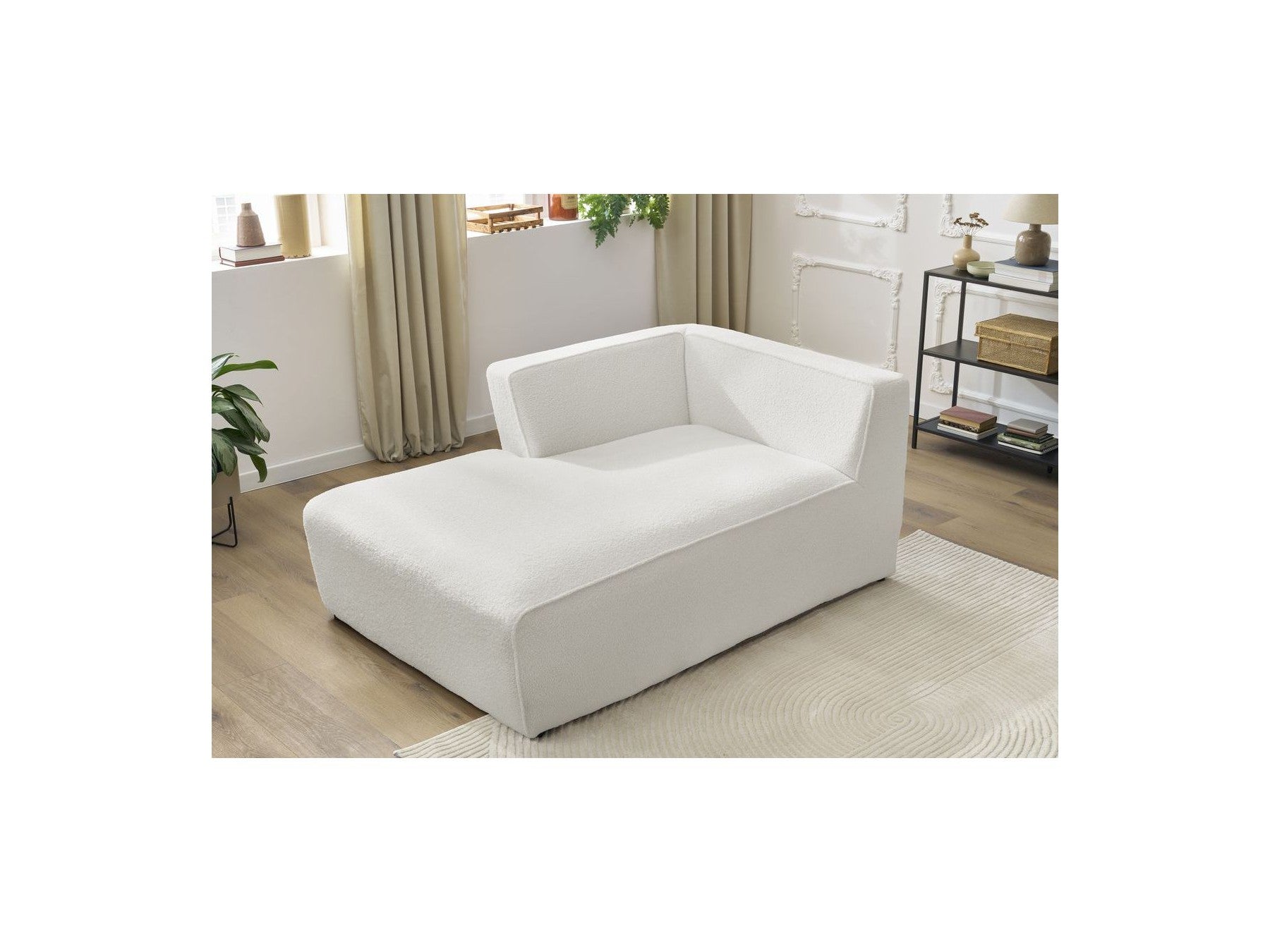Méridienne Pour Canapé Modulable Megeve - Tissu Bouclette - Angle Gauche