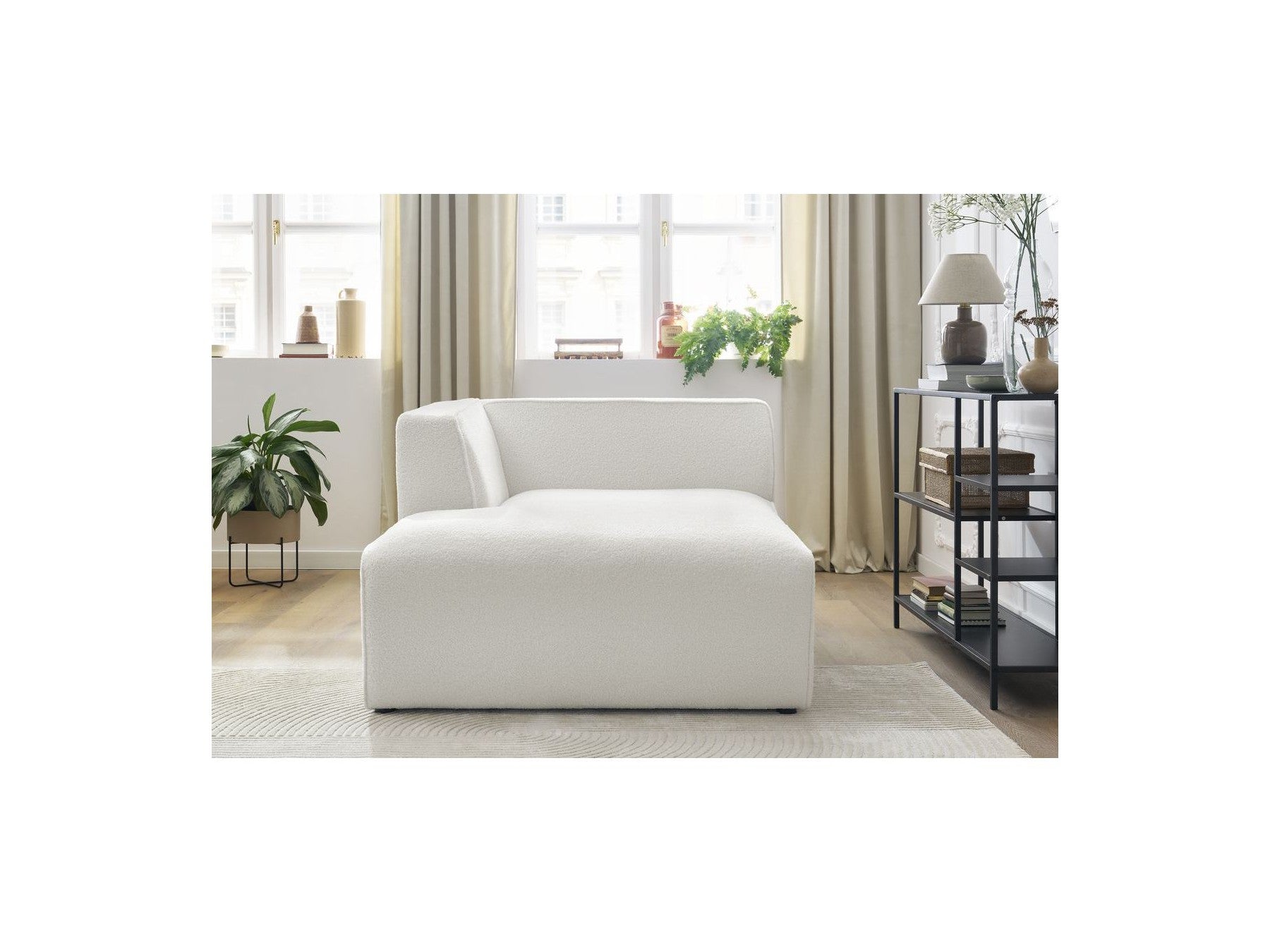 Méridienne Pour Canapé Modulable Megeve - Tissu Bouclette - Angle Gauche