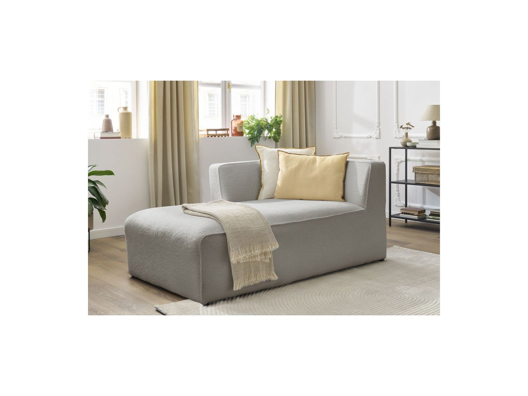 Méridienne Pour Canapé Modulable Megeve - Tissu Bouclette - Angle Gauche