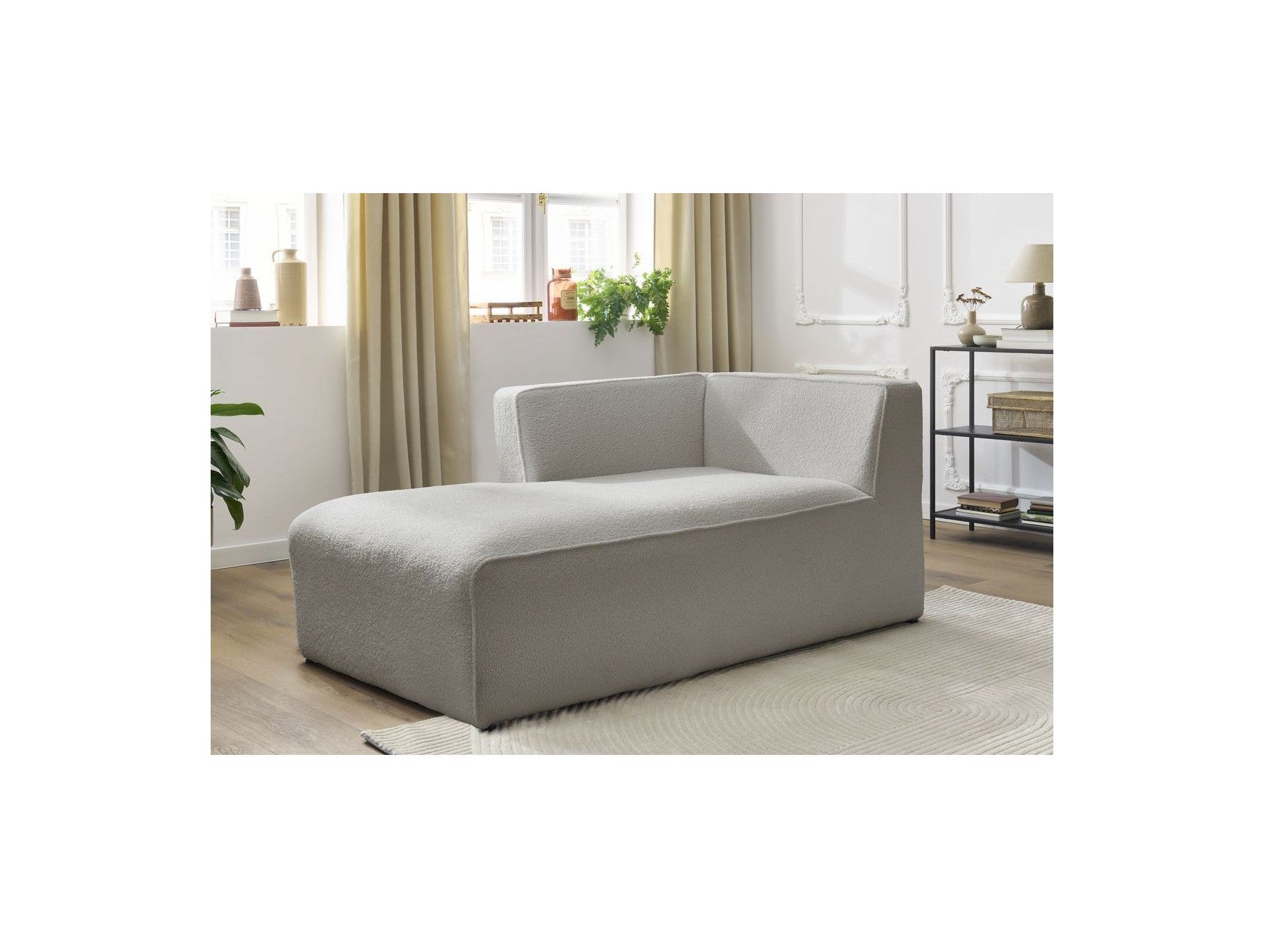 Méridienne Pour Canapé Modulable Megeve - Tissu Bouclette - Angle Gauche