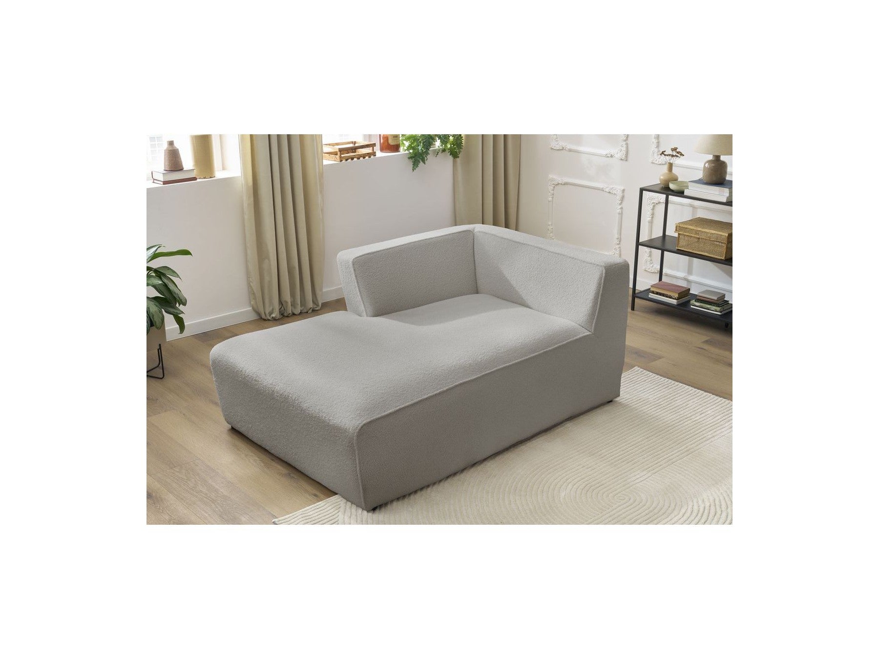 Méridienne Pour Canapé Modulable Megeve - Tissu Bouclette - Angle Gauche