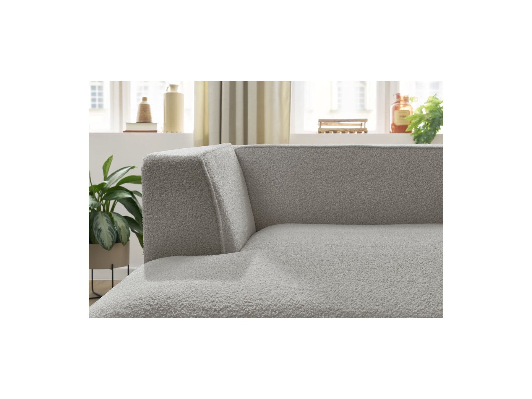 Méridienne Pour Canapé Modulable Megeve - Tissu Bouclette - Angle Gauche