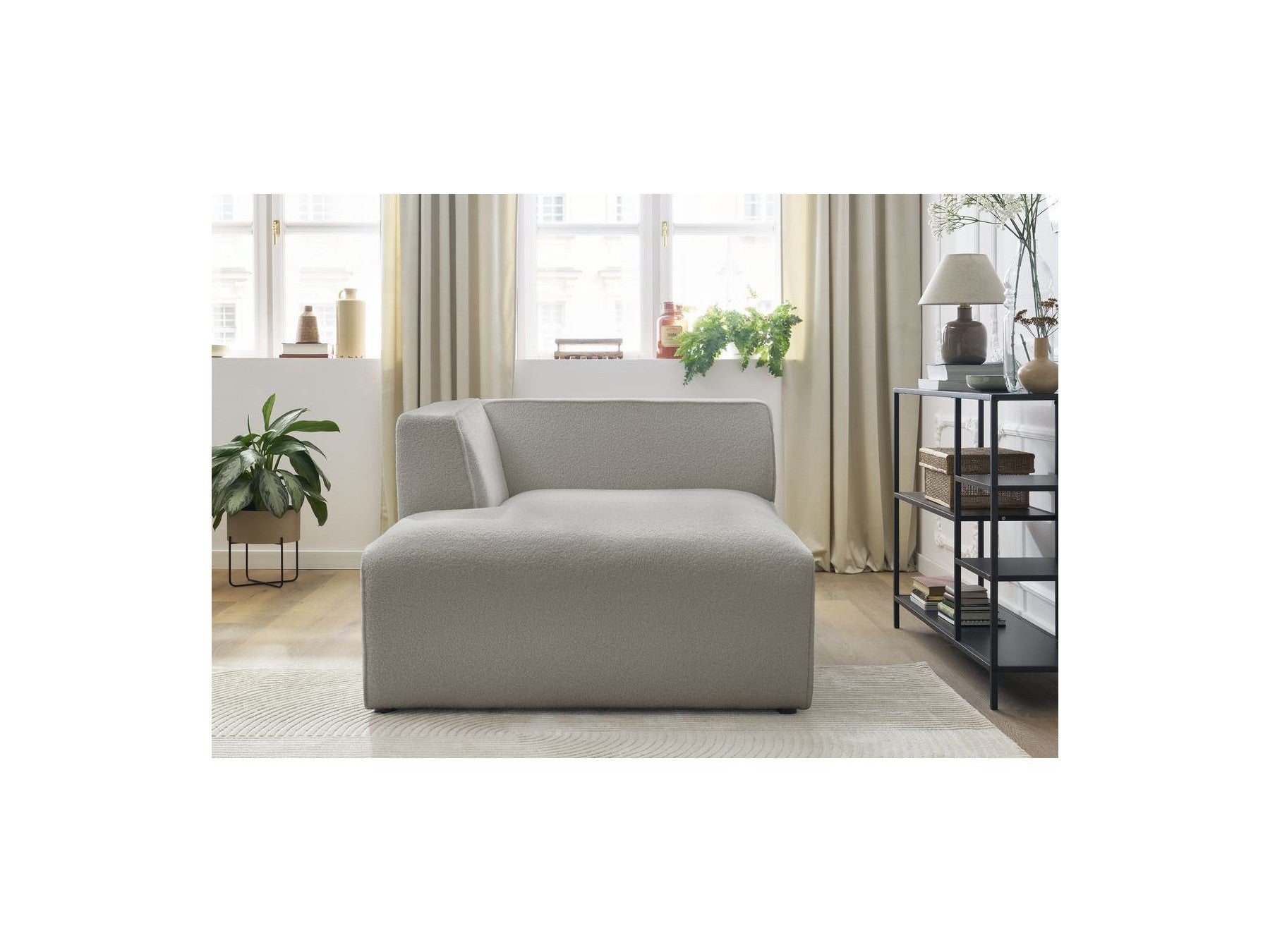Méridienne Pour Canapé Modulable Megeve - Tissu Bouclette - Angle Gauche