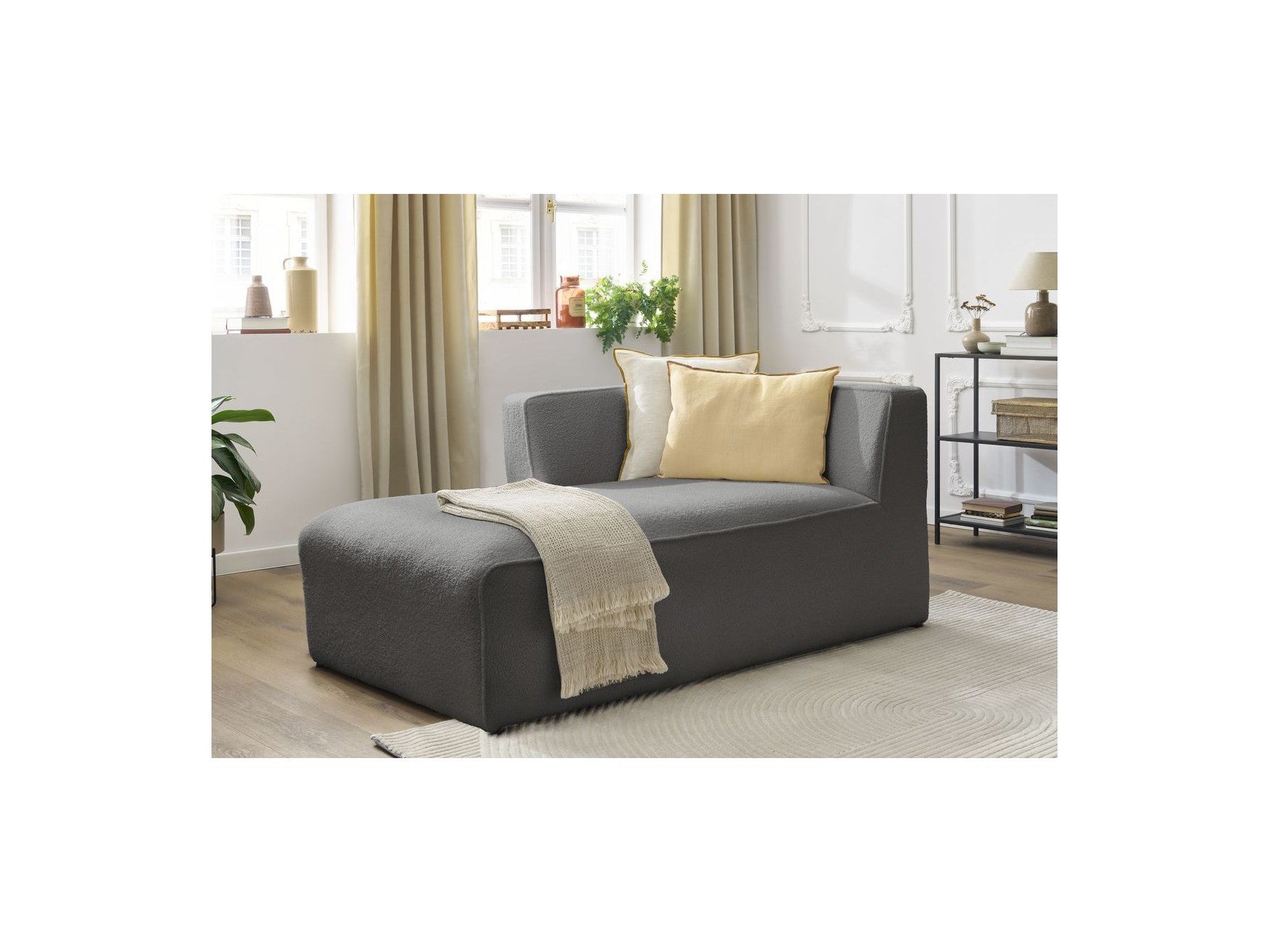 Méridienne Pour Canapé Modulable Megeve - Tissu Bouclette - Angle Gauche