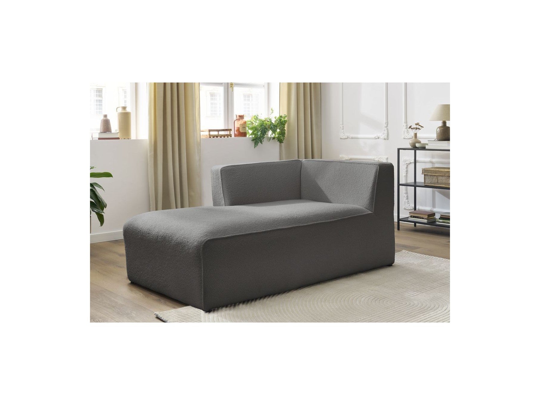 Méridienne Pour Canapé Modulable Megeve - Tissu Bouclette - Angle Gauche