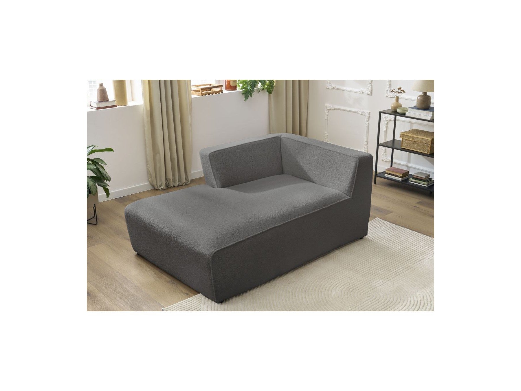 Méridienne Pour Canapé Modulable Megeve - Tissu Bouclette - Angle Gauche