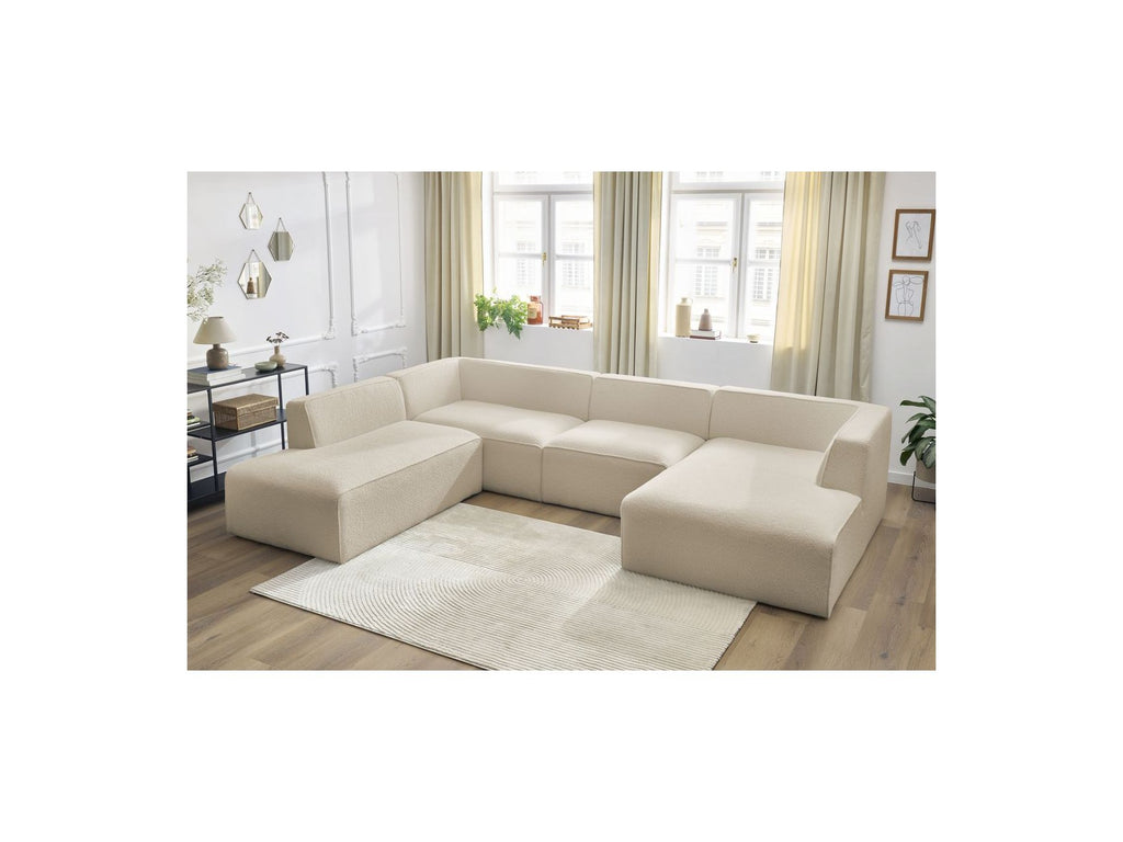 Fixed Panoramic Sofa - Megeve - Bouclé Fabric - Right-Hand Corner