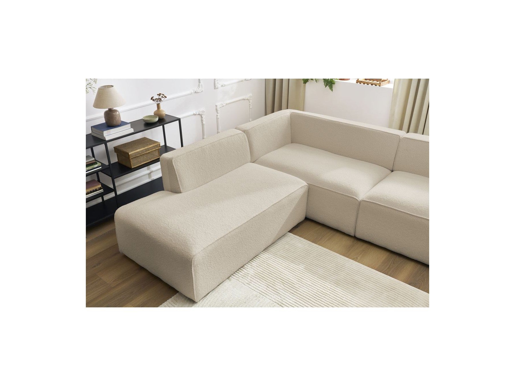 Fixed Panoramic Sofa - Megeve - Bouclé Fabric - Right-Hand Corner