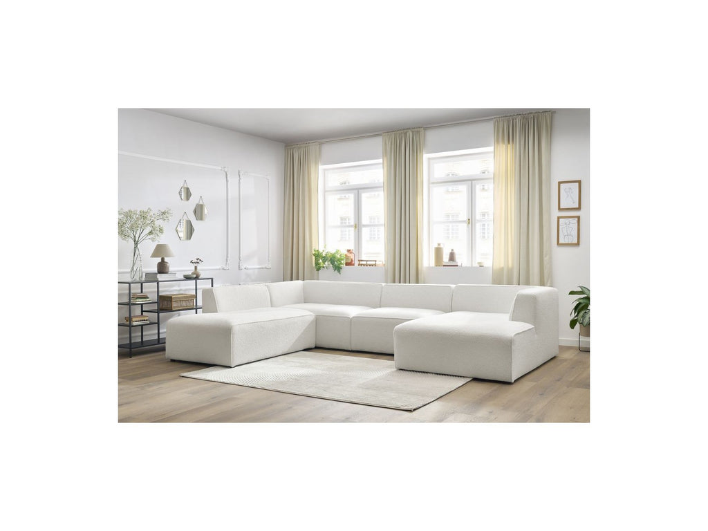Fixed Panoramic Sofa - Megeve - Bouclé Fabric - Right-Hand Corner