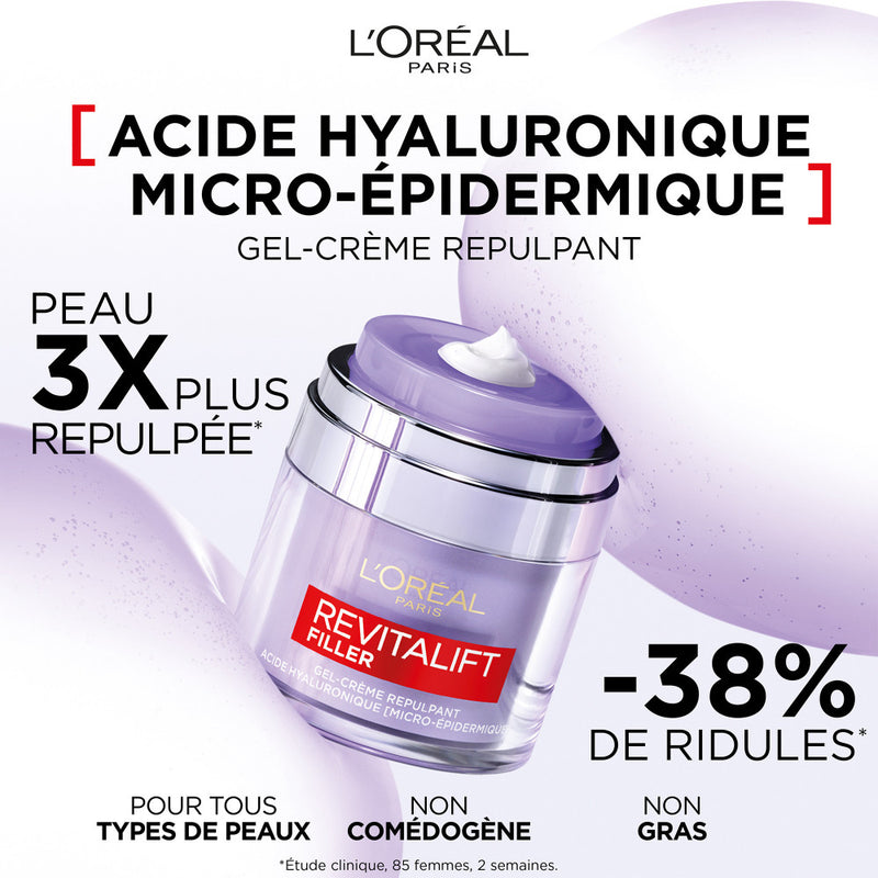 Revitalift Filler Gel-Crème Repulpant Acide Hyaluronique, Céramides, Niacinamide & Glycérine