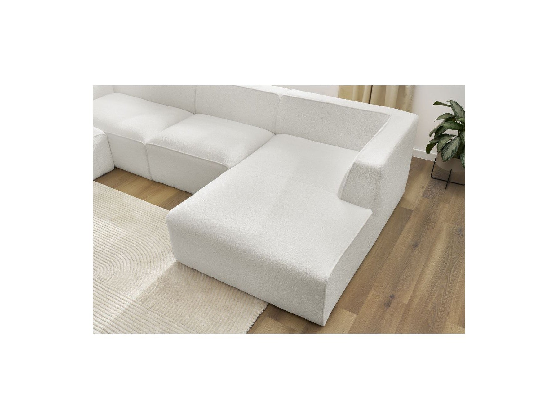 Fixed Panoramic Sofa - Megeve - Bouclé Fabric - Right-Hand Corner