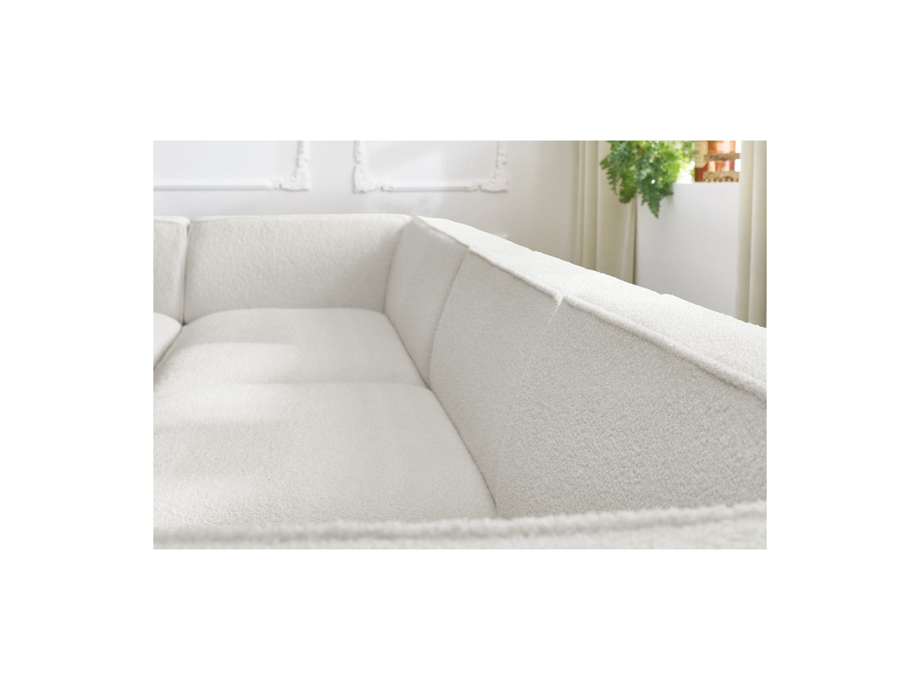 Fixed Panoramic Sofa - Megeve - Bouclé Fabric - Right-Hand Corner