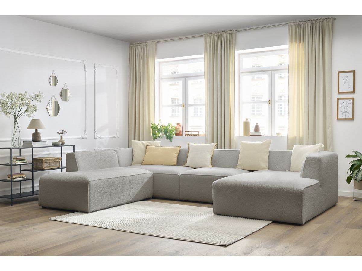 Fixed Panoramic Sofa - Megeve - Bouclé Fabric - Right-Hand Corner