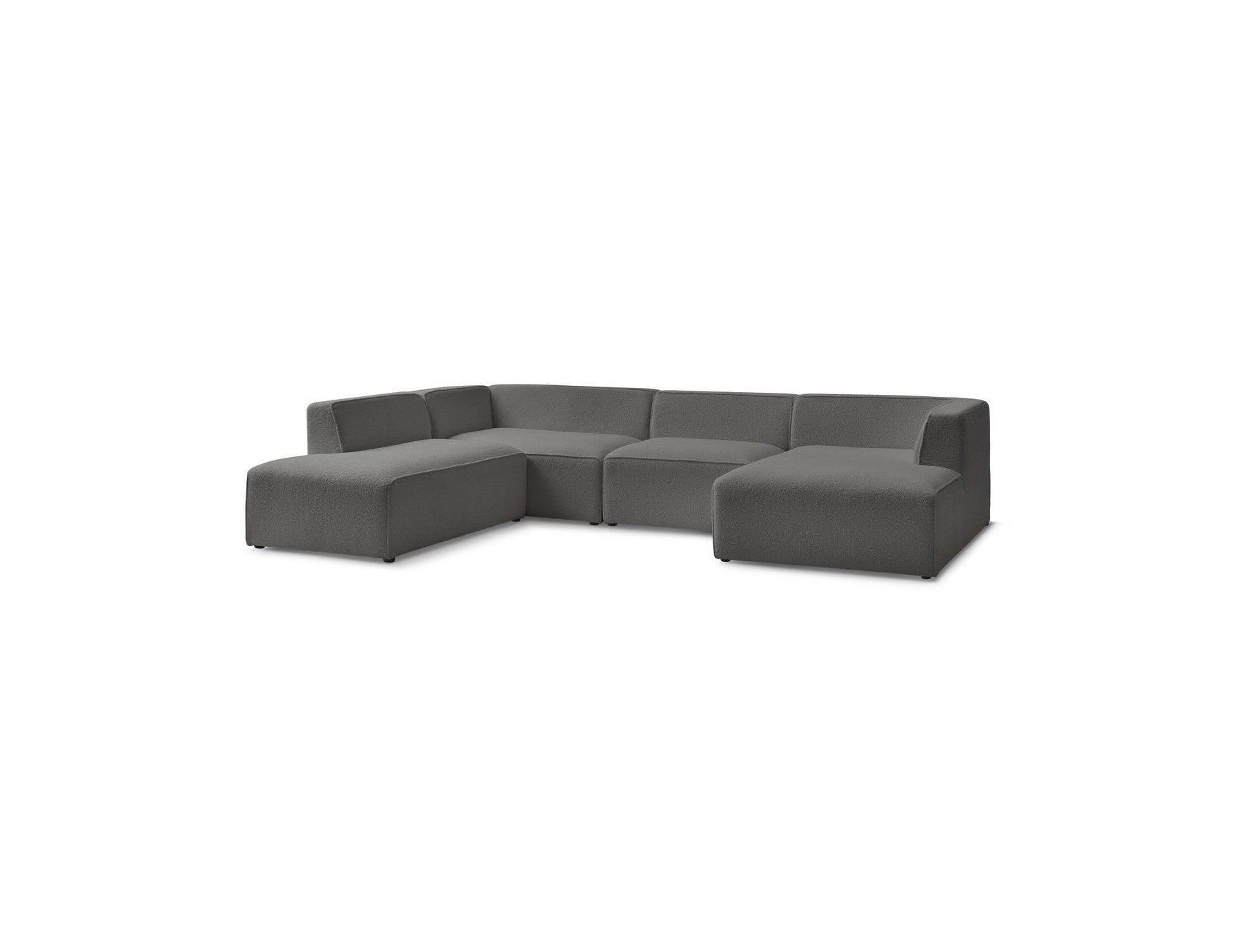 Fixed Panoramic Sofa - Megeve - Bouclé Fabric - Right-Hand Corner