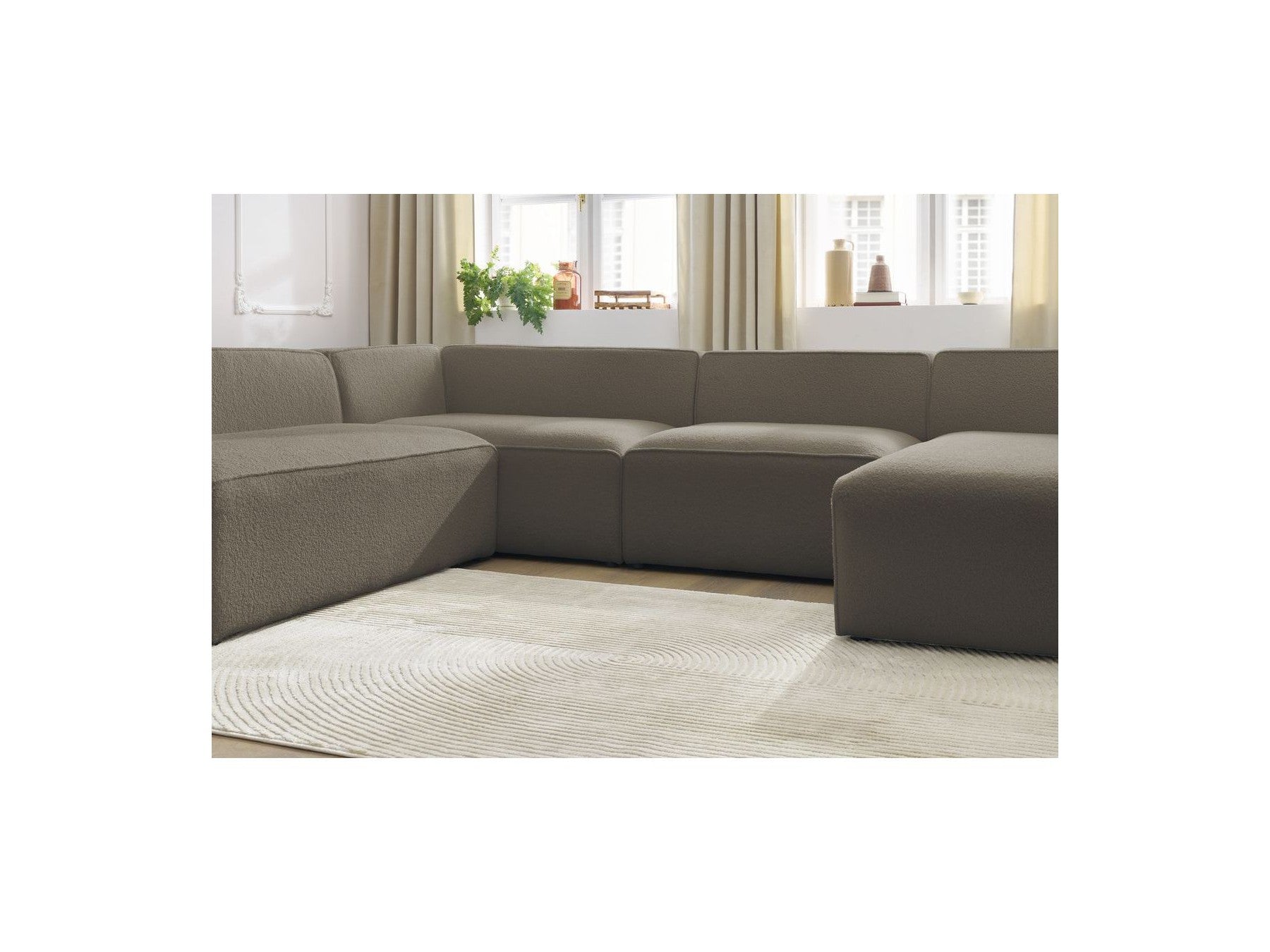 Fixed Panoramic Sofa - Megeve - Bouclé Fabric - Right-Hand Corner
