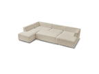 Fixed Panoramic Sofa - Megeve - With Pouffe - Bouclé Fabric - Right-Hand Corner