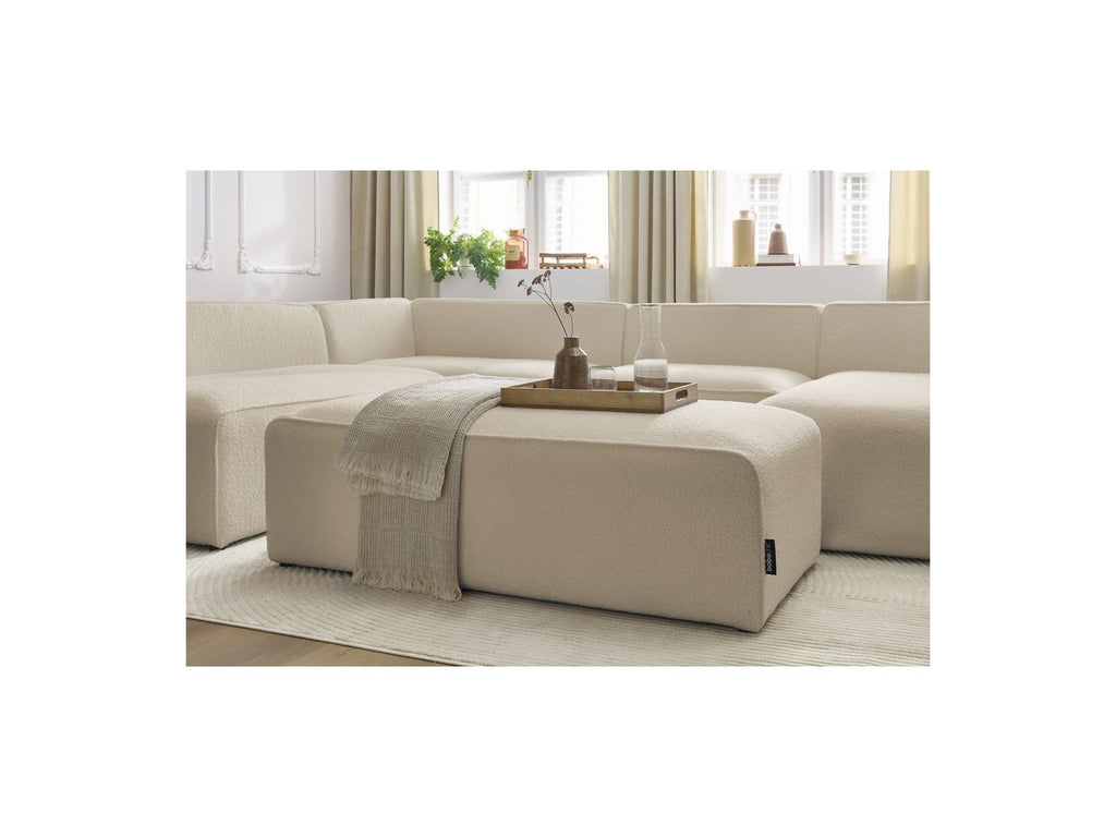 Fixed Panoramic Sofa - Megeve - With Pouffe - Bouclé Fabric - Right-Hand Corner