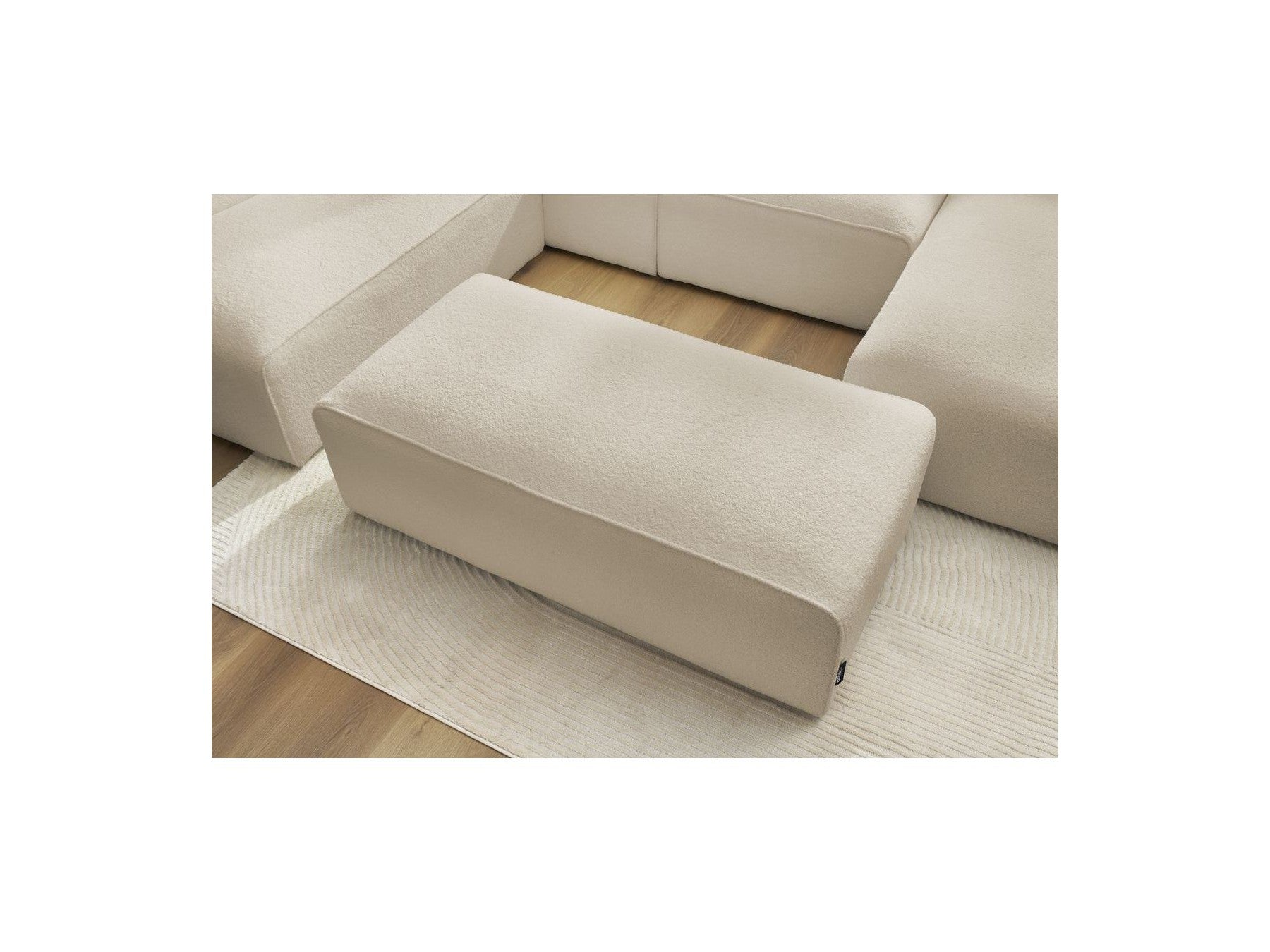 Fixed Panoramic Sofa - Megeve - With Pouffe - Bouclé Fabric - Right-Hand Corner