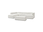 Fixed Panoramic Sofa - Megeve - With Pouffe - Bouclé Fabric - Right-Hand Corner