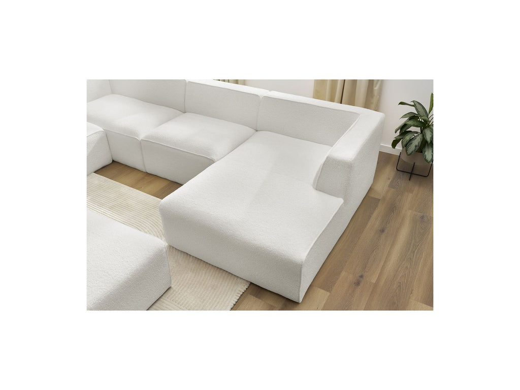 Fixed Panoramic Sofa - Megeve - With Pouffe - Bouclé Fabric - Right-Hand Corner
