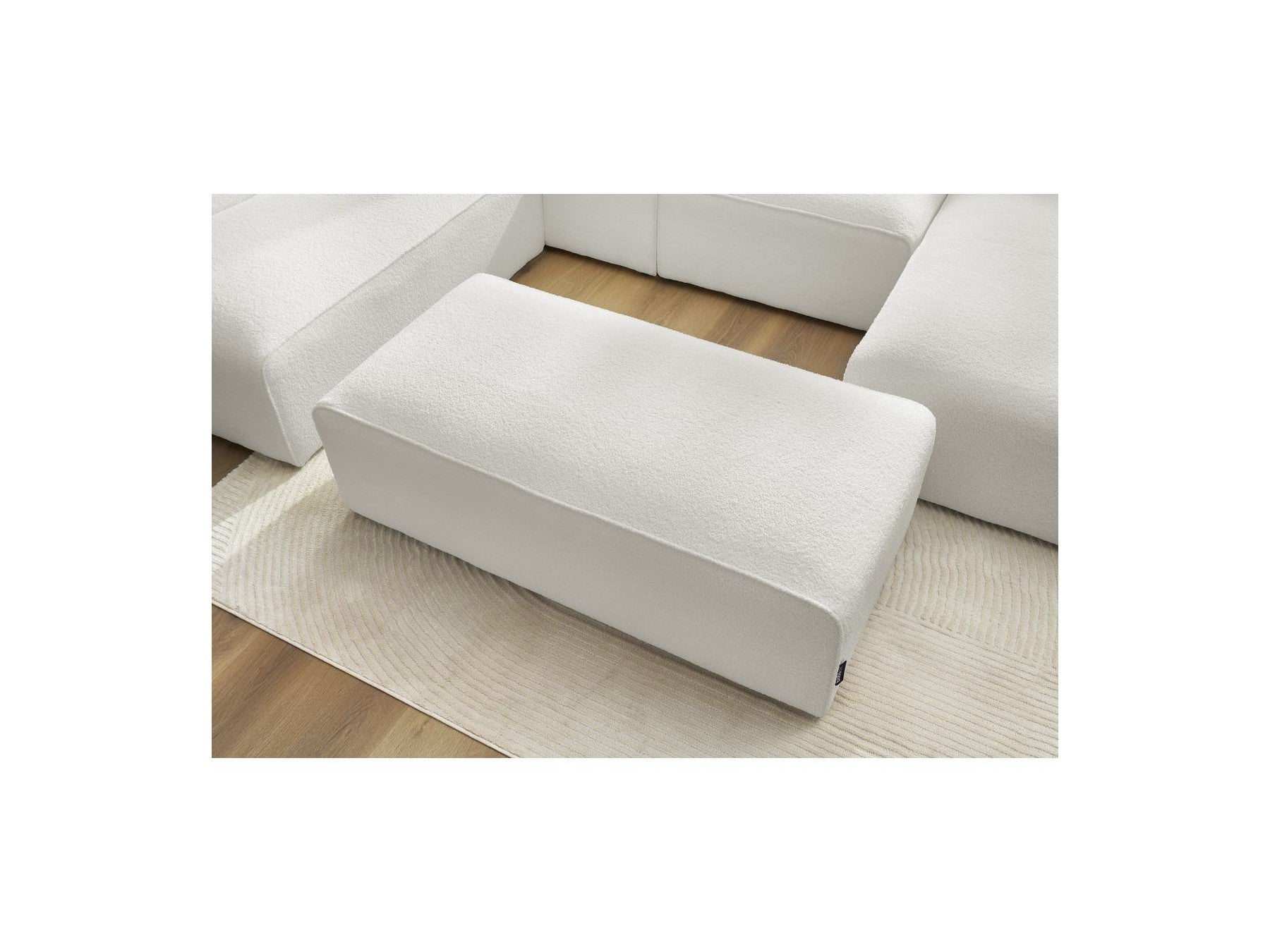 Fixed Panoramic Sofa - Megeve - With Pouffe - Bouclé Fabric - Right-Hand Corner