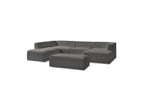 Fixed Panoramic Sofa - Megeve - With Pouffe - Bouclé Fabric - Right-Hand Corner