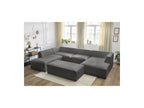 Fixed Panoramic Sofa - Megeve - With Pouffe - Bouclé Fabric - Right-Hand Corner