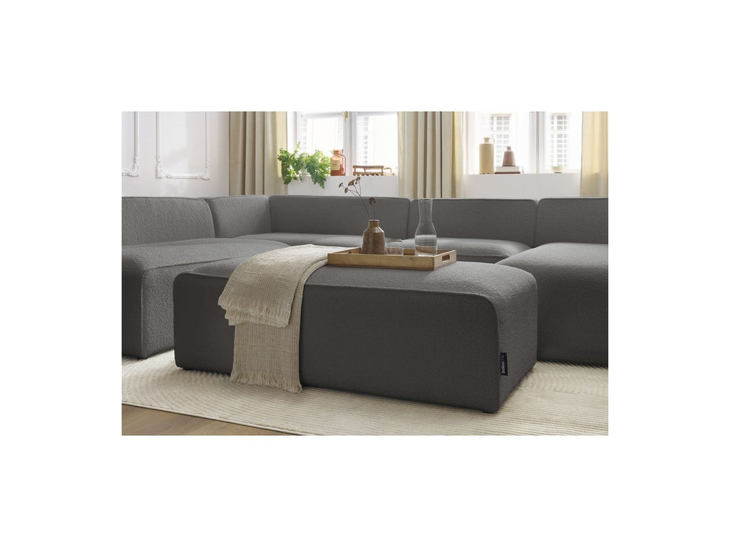 Fixed Panoramic Sofa - Megeve - With Pouffe - Bouclé Fabric - Right-Hand Corner