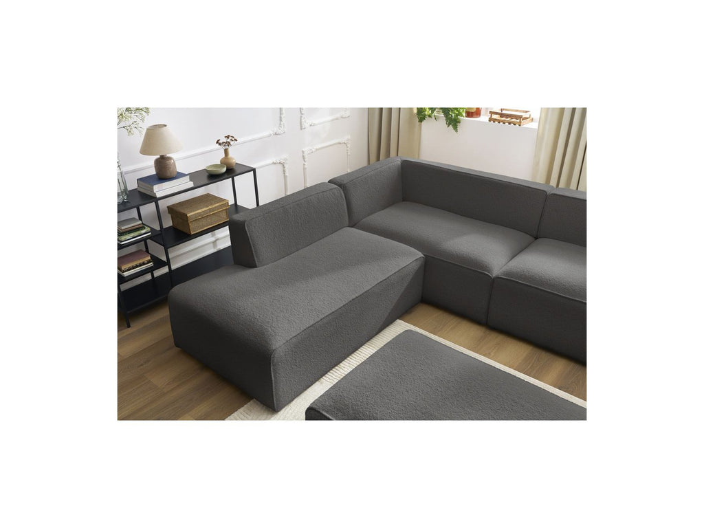 Fixed Panoramic Sofa - Megeve - With Pouffe - Bouclé Fabric - Right-Hand Corner