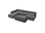 Fixed Panoramic Sofa - Megeve - With Pouffe - Bouclé Fabric - Right-Hand Corner