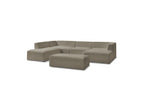 Fixed Panoramic Sofa - Megeve - With Pouffe - Bouclé Fabric - Right-Hand Corner