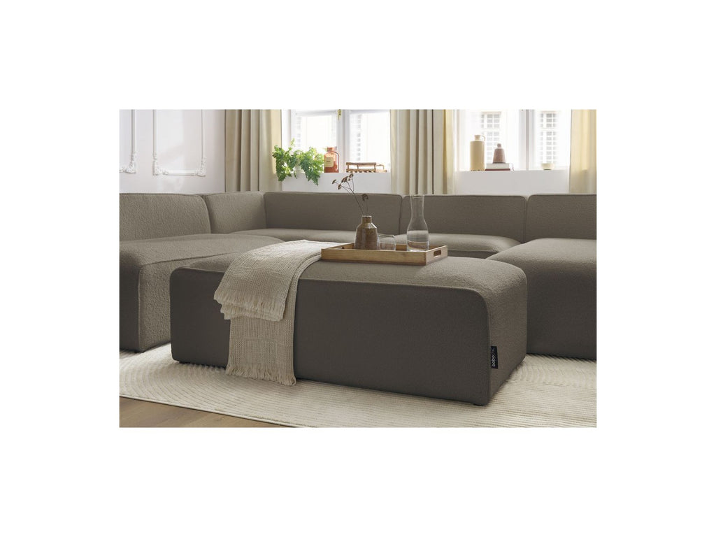 Fixed Panoramic Sofa - Megeve - With Pouffe - Bouclé Fabric - Right-Hand Corner