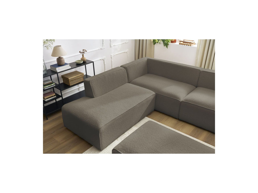 Fixed Panoramic Sofa - Megeve - With Pouffe - Bouclé Fabric - Right-Hand Corner
