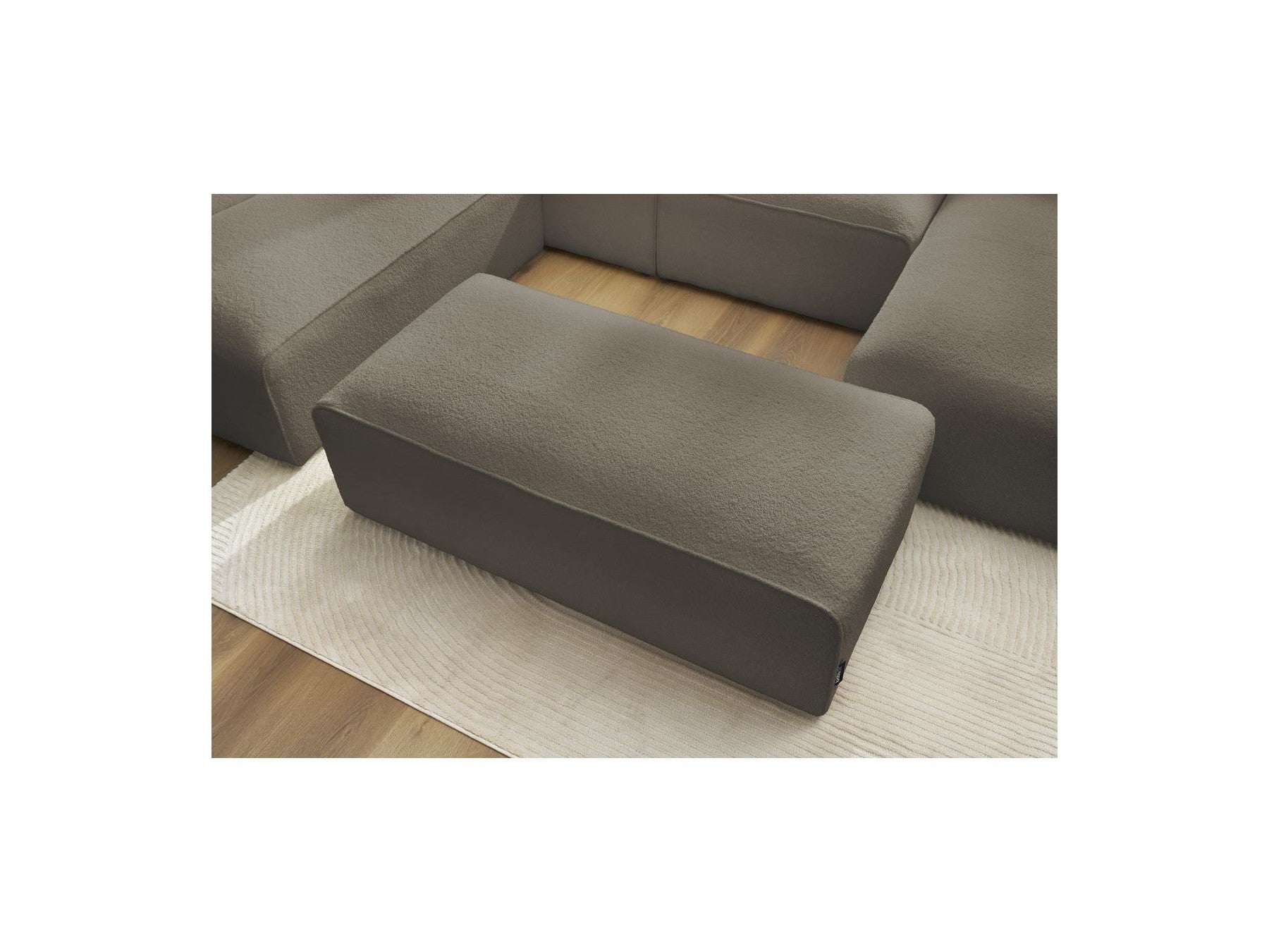 Fixed Panoramic Sofa - Megeve - With Pouffe - Bouclé Fabric - Right-Hand Corner