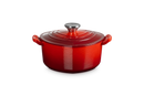 Cocotte Cœur Tradition - 20Cm - Cerise - Bouton Inox
