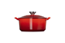 Cocotte Cœur Tradition - 20Cm - Cerise - Bouton Inox