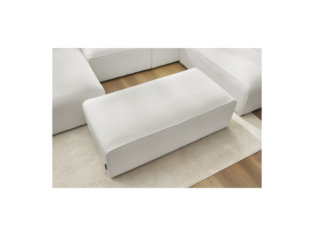 Canapé Panoramique Fixe - Megeve - Avec Pouf - Tissu Bouclette - Angle Gauche