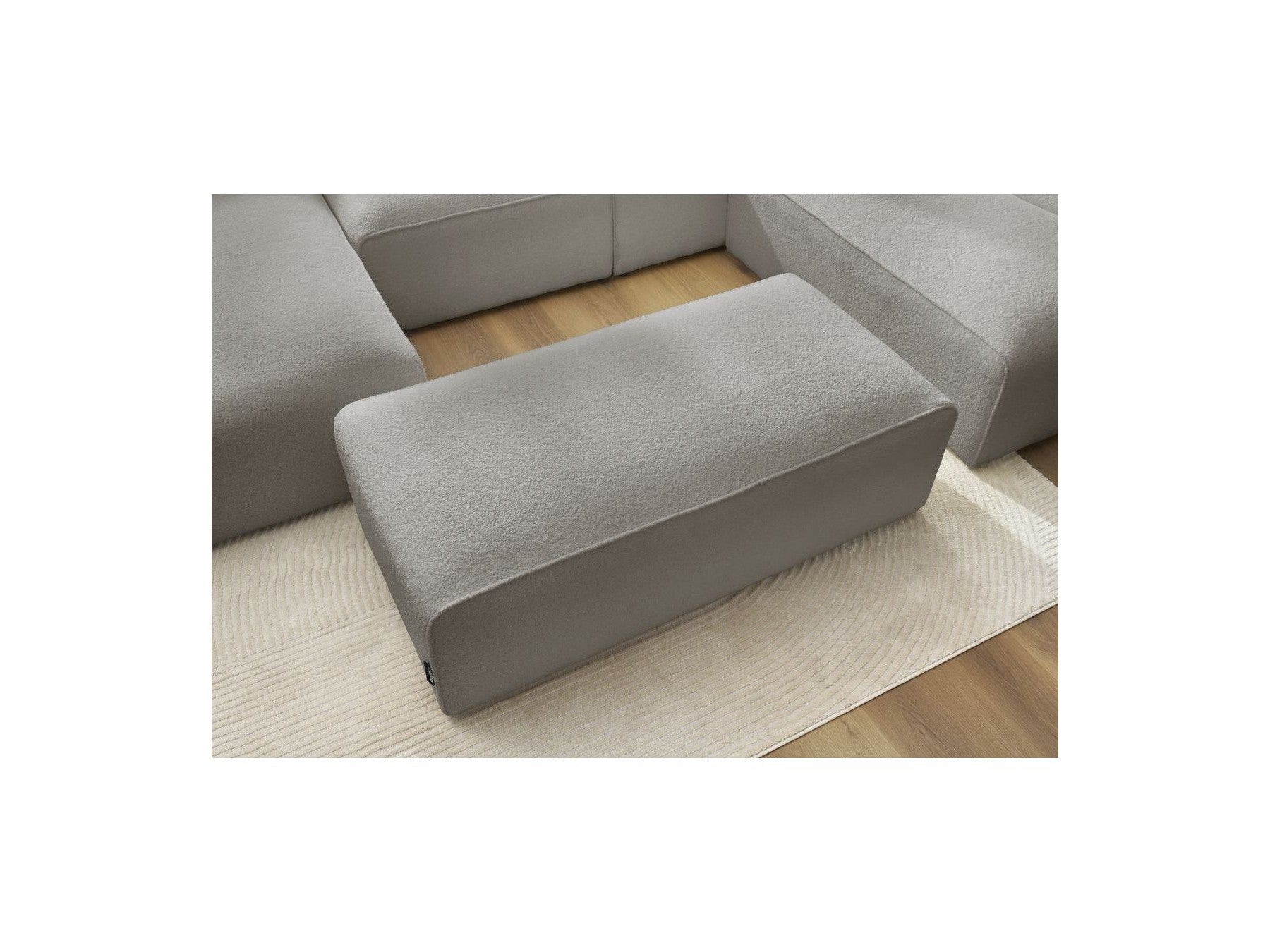 Canapé Panoramique Fixe - Megeve - Avec Pouf - Tissu Bouclette - Angle Gauche
