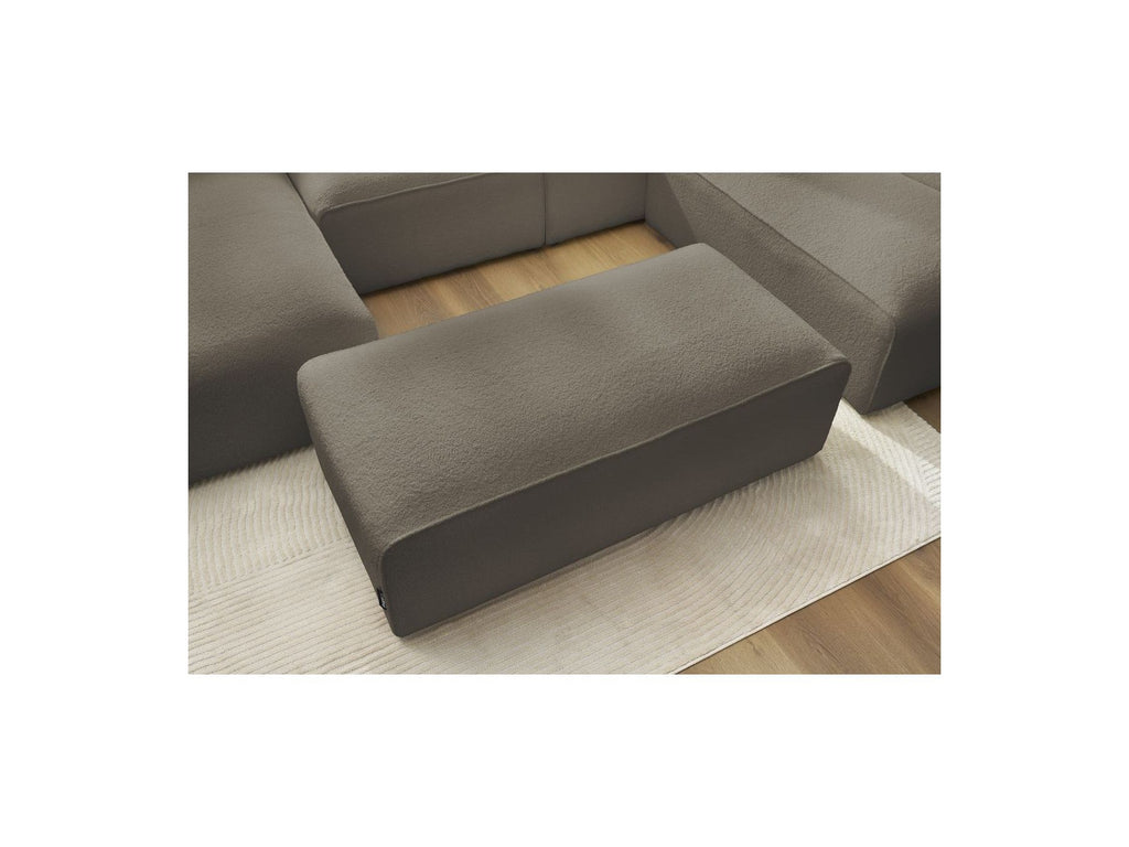 Canapé Panoramique Fixe - Megeve - Avec Pouf - Tissu Bouclette - Angle Gauche