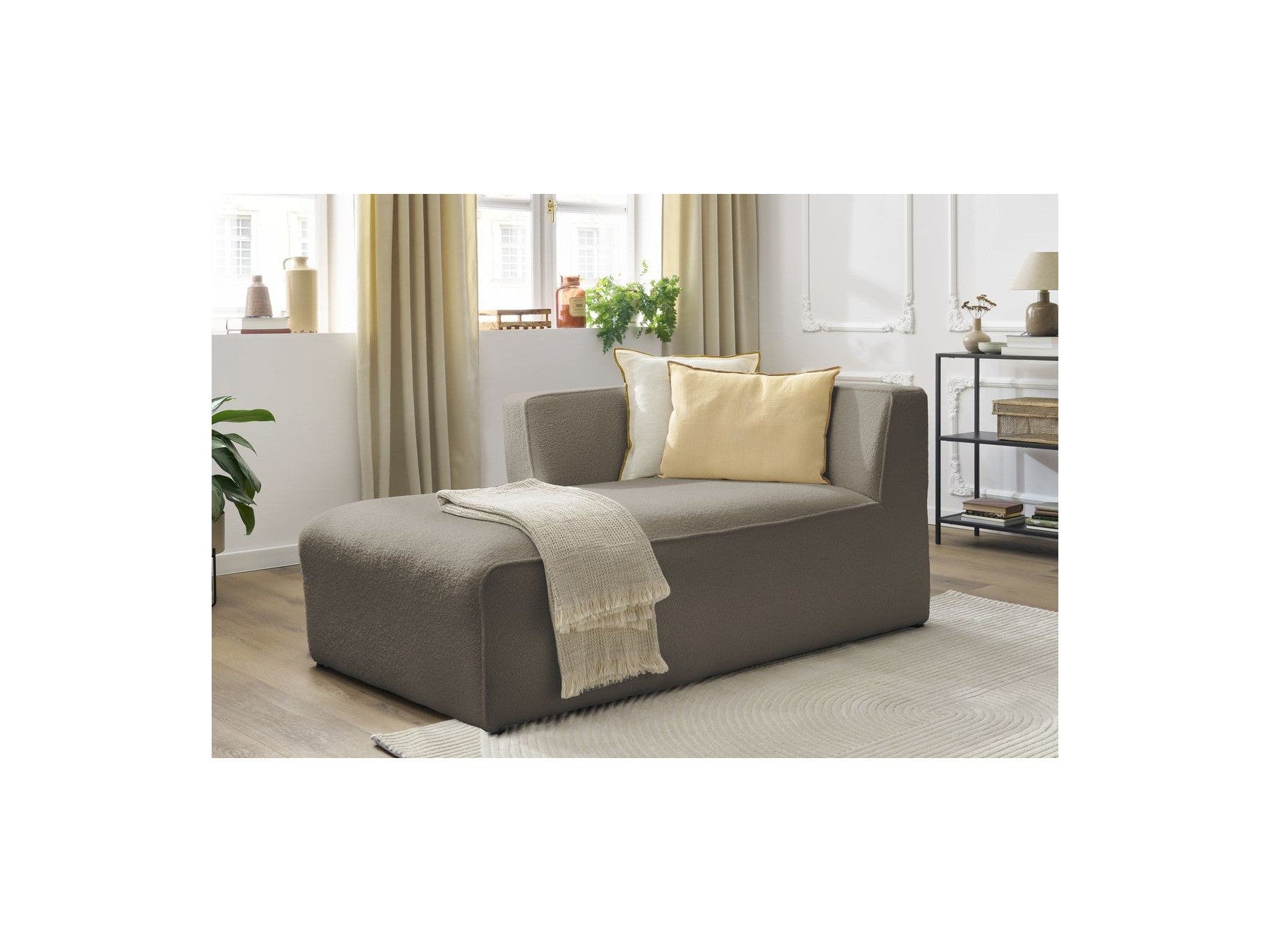 Méridienne Pour Canapé Modulable Megeve - Tissu Bouclette - Angle Gauche