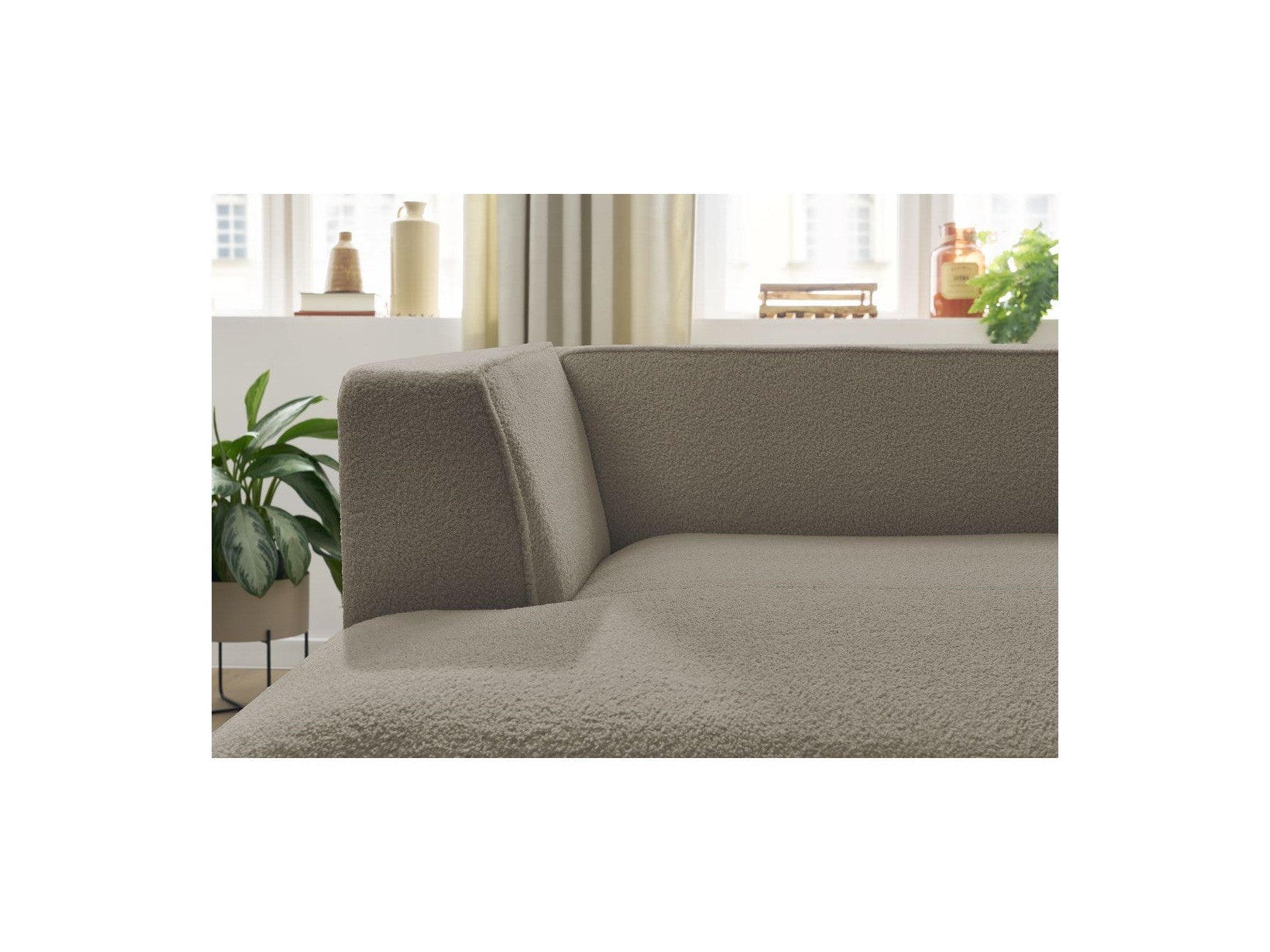 Méridienne Pour Canapé Modulable Megeve - Tissu Bouclette - Angle Gauche