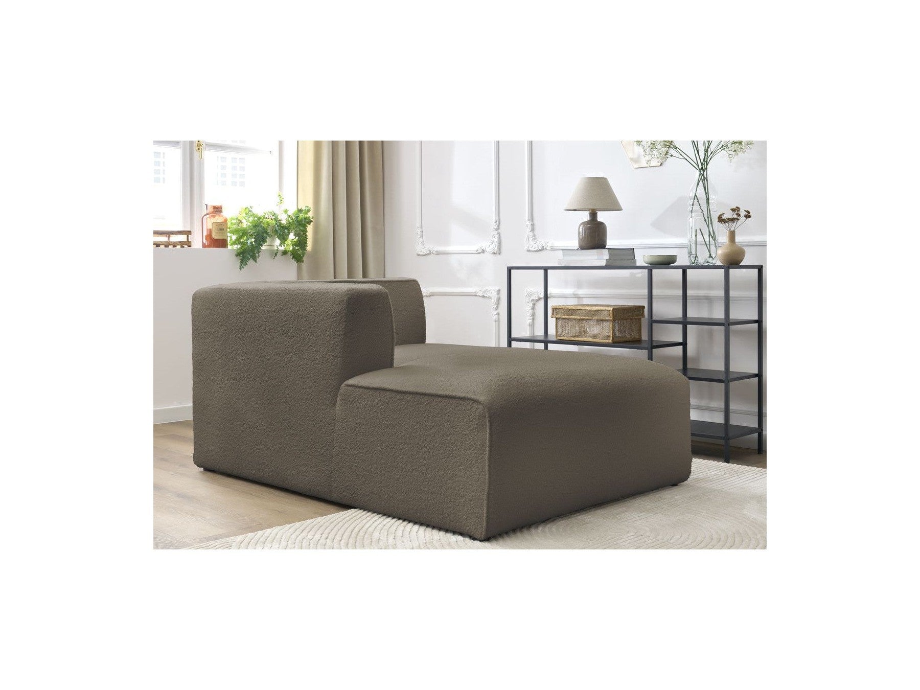 Méridienne Pour Canapé Modulable Megeve - Tissu Bouclette - Angle Gauche
