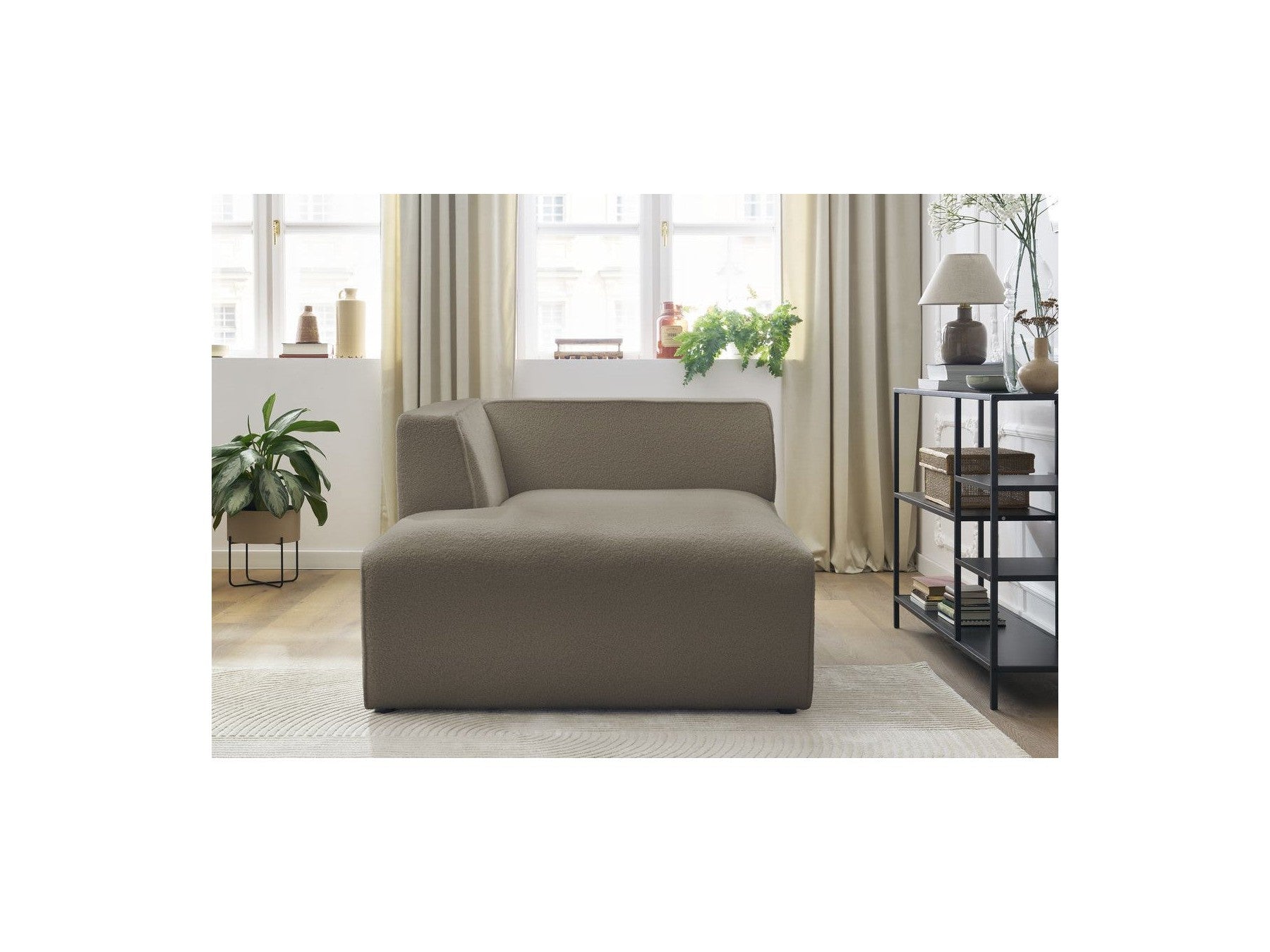 Méridienne Pour Canapé Modulable Megeve - Tissu Bouclette - Angle Gauche